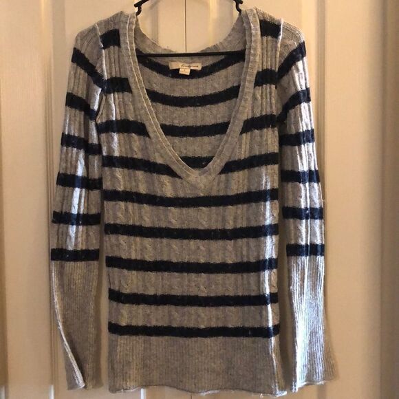 Twenty One Striped Long Sleeve V Neck Sweater Size S - Picture 2 of 5